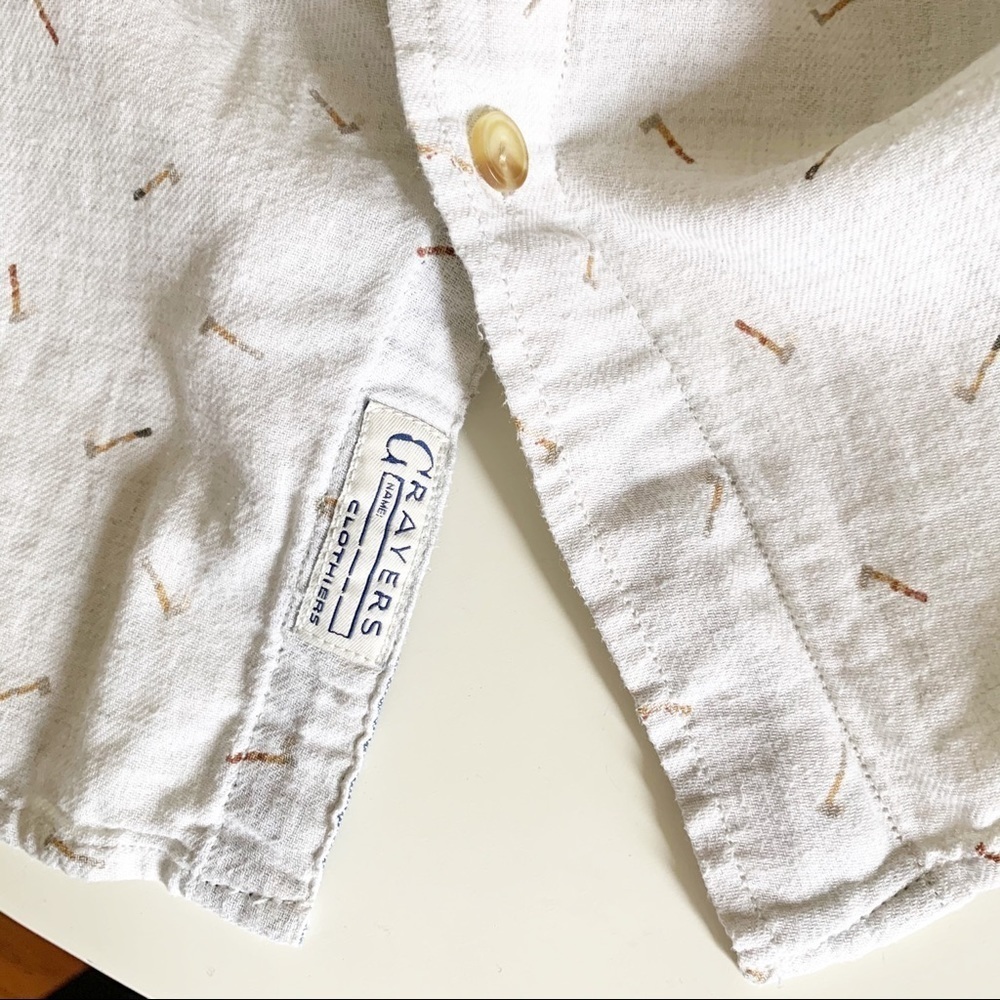 Grayers Throwing Axe Print Twill Button Down Shir… - image 6